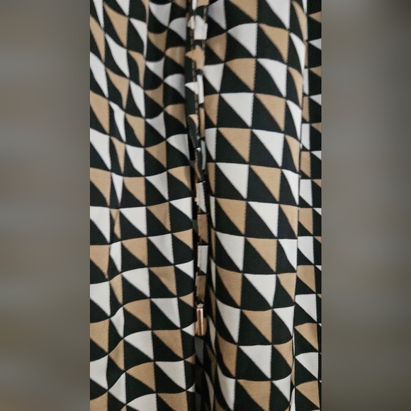 H&M Twill Satin Drawstring Wide Leg Patterened Trouser In Beige/black. Size SM - Picture 7 of 16